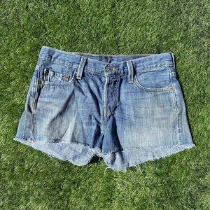Levis 501 Jean Shorts Womens Size 29 Distressed High Waisted Rise Cutoff Denim